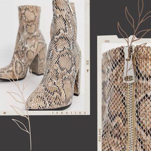Public Desire Renzo Snake Block Heeled Sock Boots
